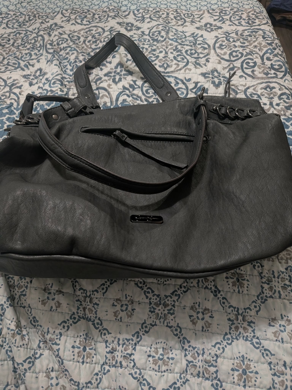 Jessica Simpson Black Soft Leather-Look Tote Bag